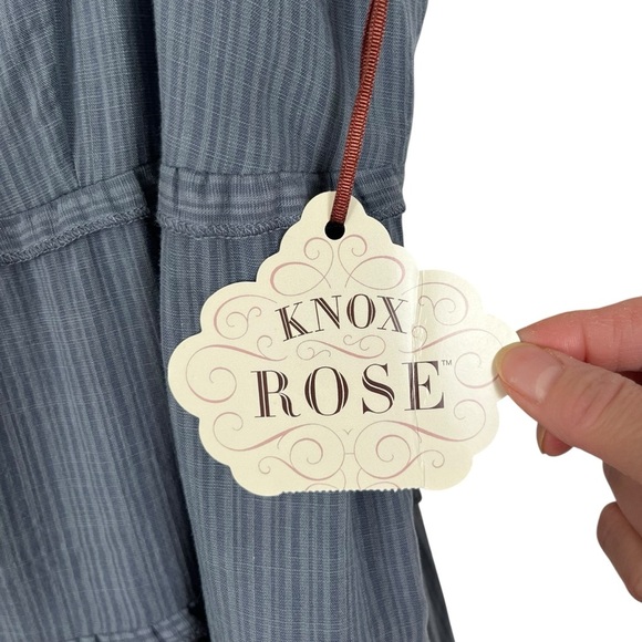 NWT Knox Rose Blue Embroidered Ruffle Strap Midi Boho Prairie Dress – XL - Picture 14 of 16